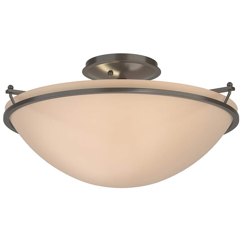 Image 1 Plain Large Semi-Flush - Dark Smoke Finish - Sand Glass