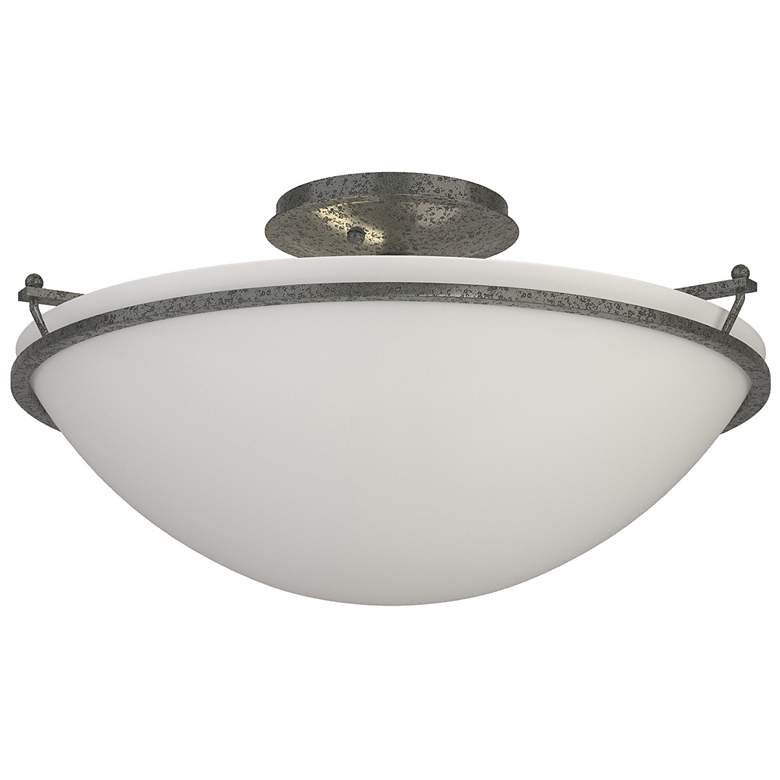 Image 1 Plain Large Semi-Flush - Natural Iron Finish - Opal Glass