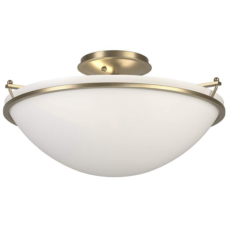 Image 1 Plain Large Semi-Flush - Soft Gold Finish - Opal Glass