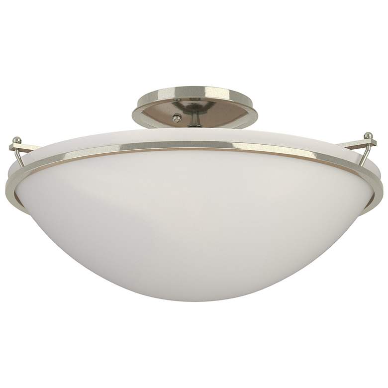 Image 1 Plain Large Semi-Flush - Sterling Finish - Opal Glass