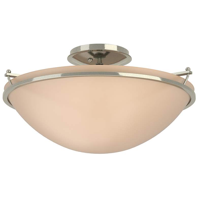 Image 1 Plain Large Semi-Flush - Sterling Finish - Sand Glass