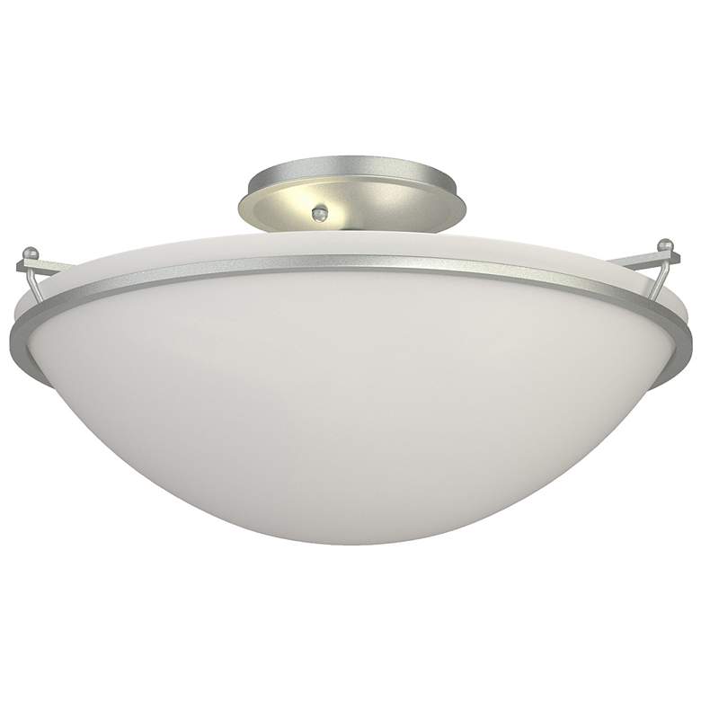 Image 1 Plain Large Semi-Flush - Vintage Platinum Finish - Opal Glass