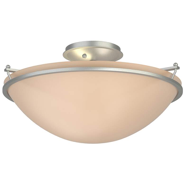 Image 1 Plain Large Semi-Flush - Vintage Platinum Finish - Sand Glass
