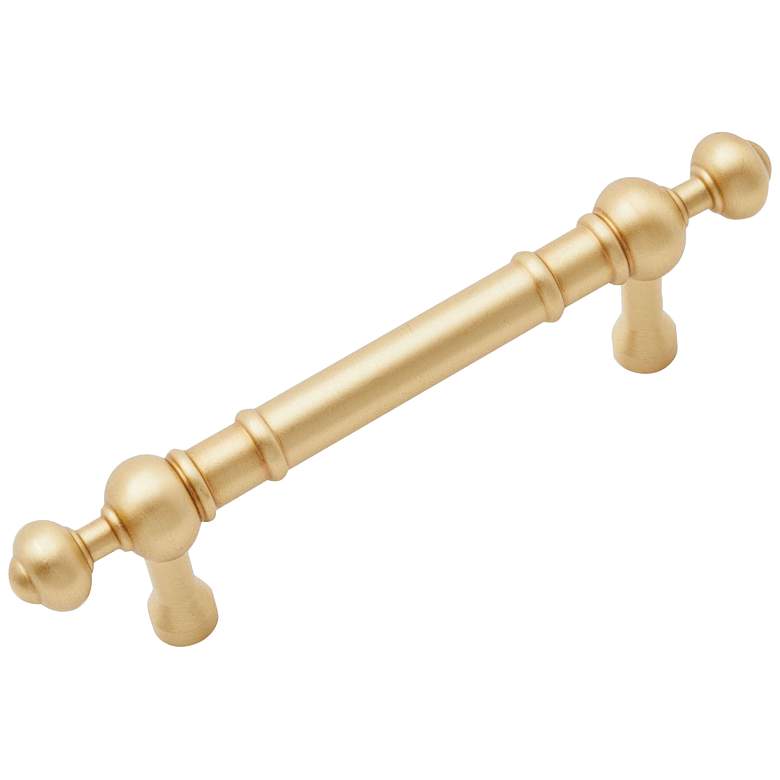 Image 1 Plain Satin Brass Metal 4 3/4" Wide Cabinet Pull