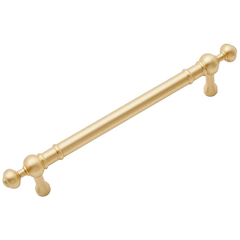 Image 1 Plain Satin Brass Metal 6 3/4" Wide Cabinet Pull