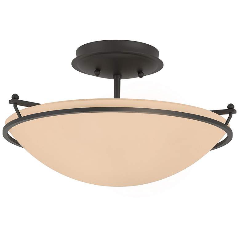 Image 1 Plain Small Semi-Flush - Black Finish - Sand Glass