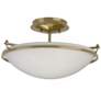 Plain Small Semi-Flush - Brass - Opal Glass