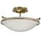Plain Small Semi-Flush - Brass - Opal Glass