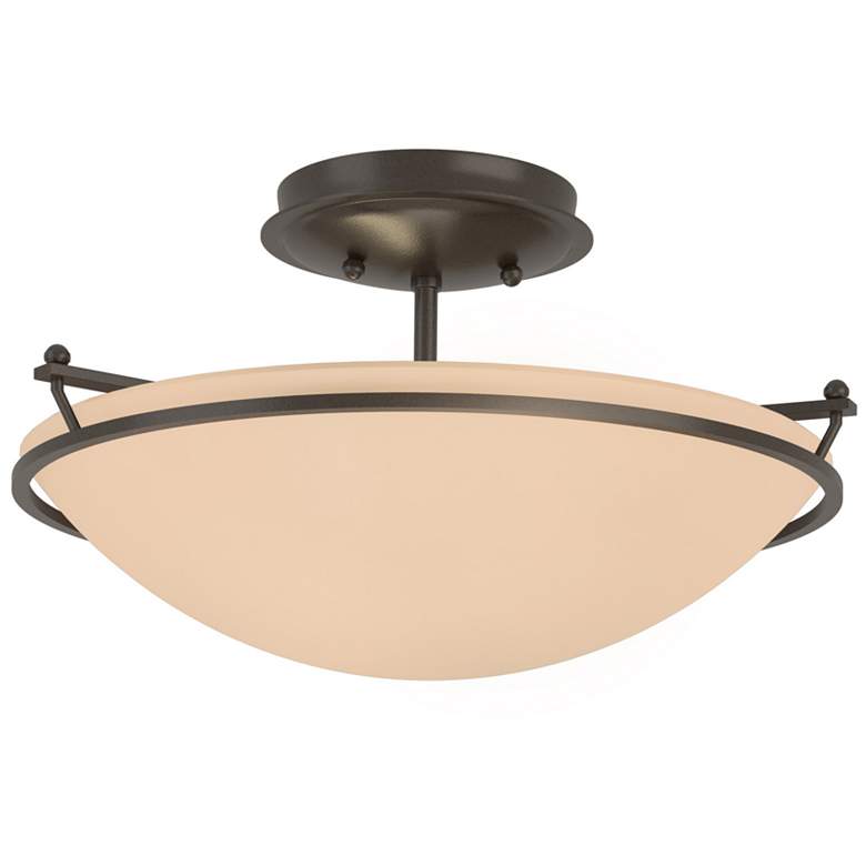 Image 1 Plain Small Semi-Flush - Oil Rubbed Bronze - Sand Glass