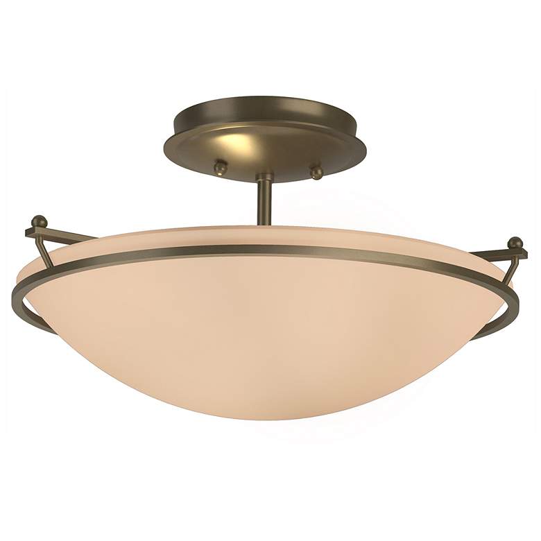 Image 1 Plain Small Semi-Flush - Soft Gold Finish - Sand Glass