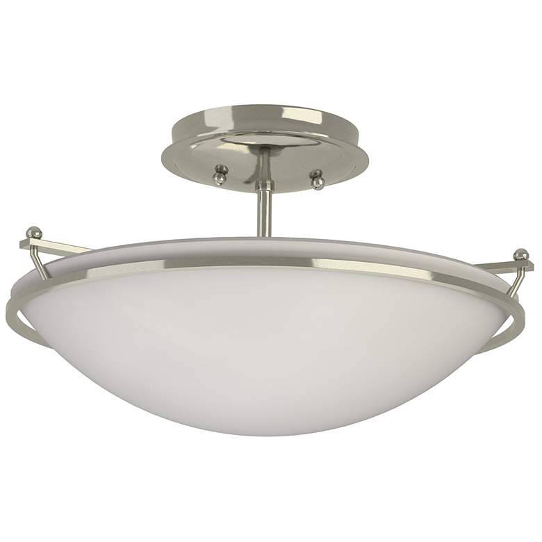 Image 1 Plain Small Semi-Flush - Sterling Finish - Opal Glass