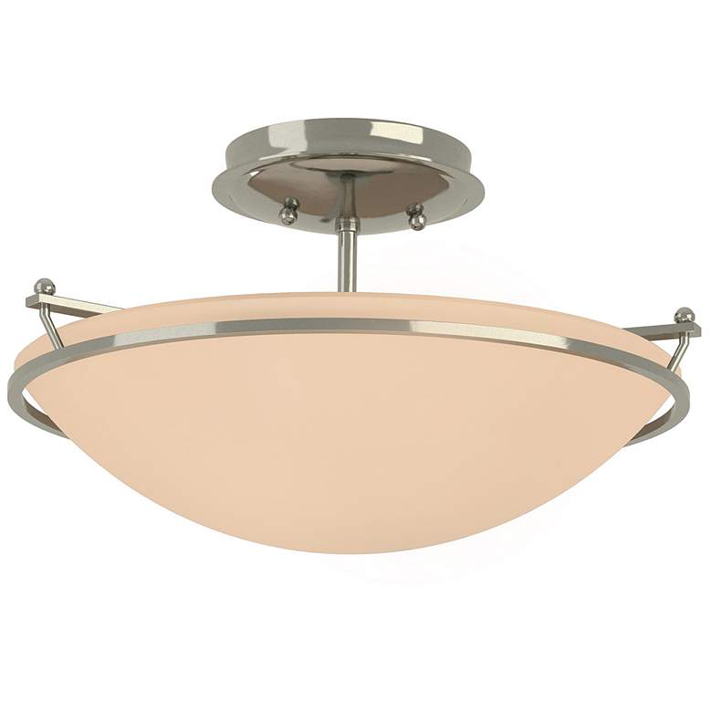 Image 1 Plain Small Semi-Flush - Sterling Finish - Sand Glass