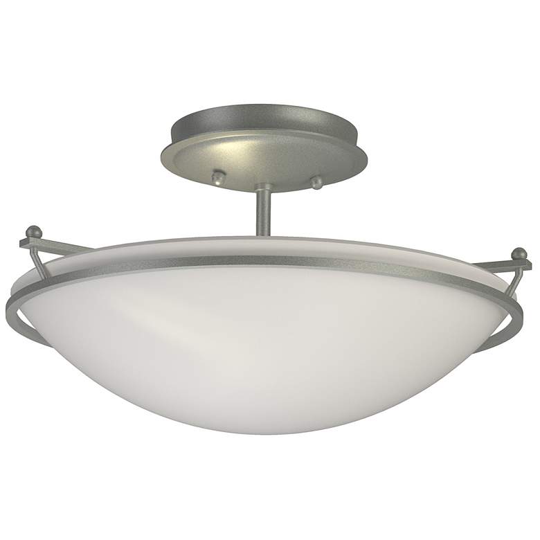 Image 1 Plain Small Semi-Flush - Vintage Platinum Finish - Opal Glass