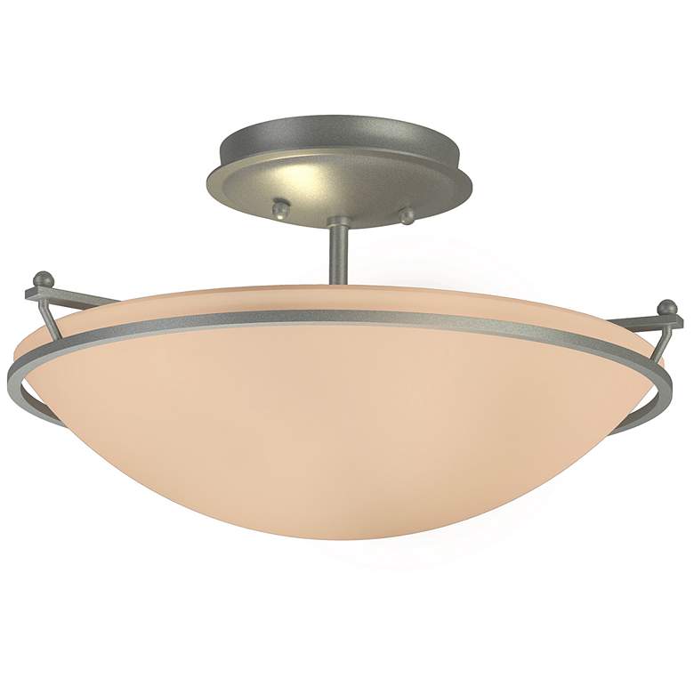 Image 1 Plain Small Semi-Flush - Vintage Platinum Finish - Sand Glass