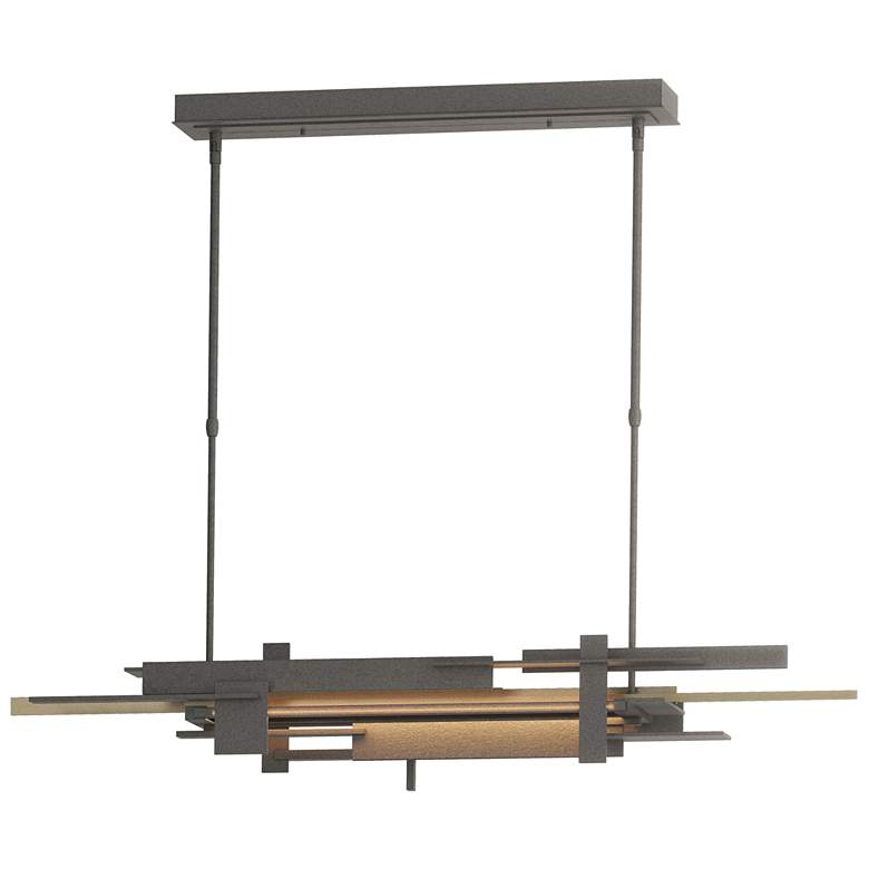 Image 1 Planar 48.3"W Soft Gold Accented Natural Iron Standard LED Pendant
