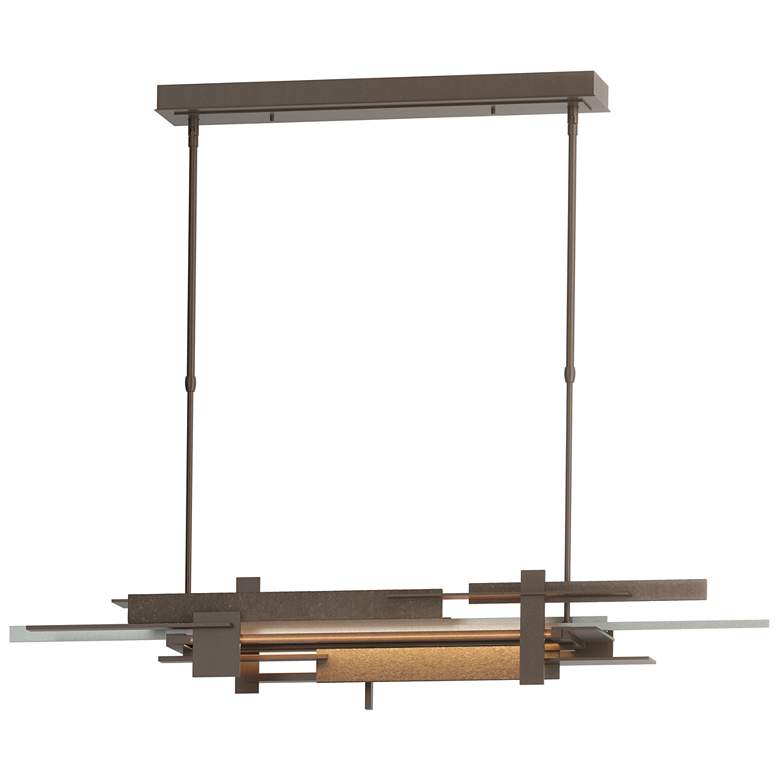 Image 1 Planar 48.3"W Vintage Platinum Accented Bronze Standard LED Pendant