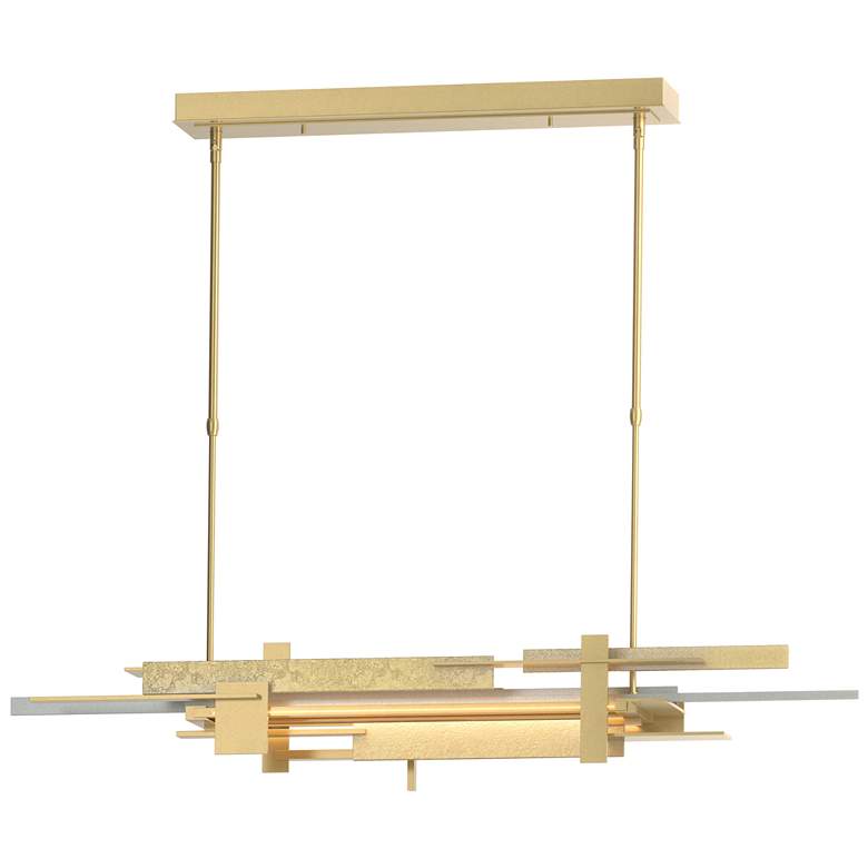 Image 1 Planar 48.3"W Vintage Platinum Accented Modern Brass Standard LED Pend