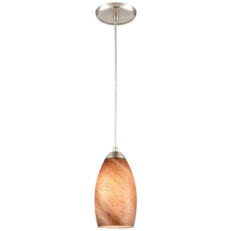 Image 1 Planetario 5" Wide Satin Nickel and Swirl Glass Mini Pendant