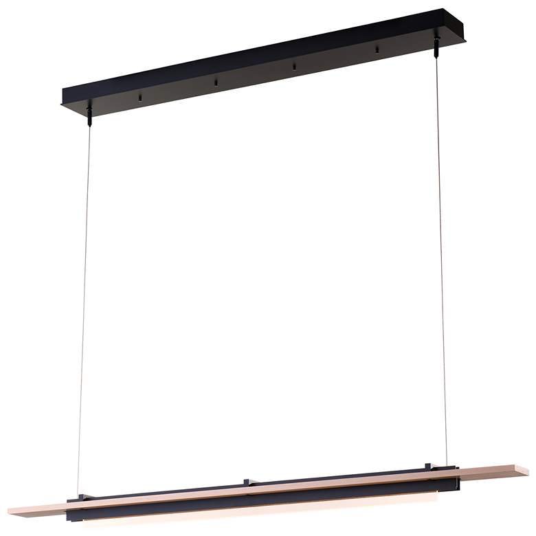 Image 1 Plank LED Pendant - Black Finish - Maple Wood Accents - Standard Height