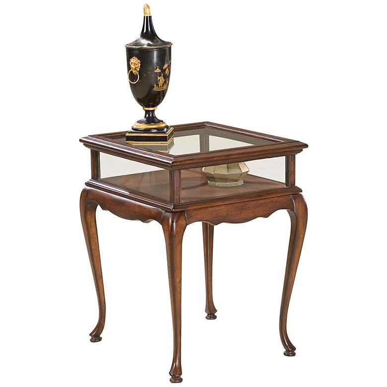 Image 1 Plantation 18 inch Wide Cherry and Glass Curio Table