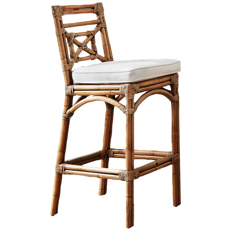 Image 1 Plantation Bay 31 inch Honey Cushioned Rattan Bar Stool