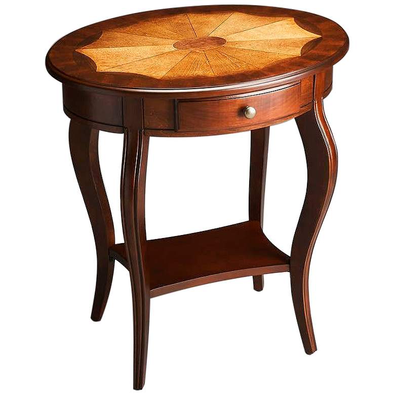 Image 1 Plantation Cherry 26" High Oval Accent Table