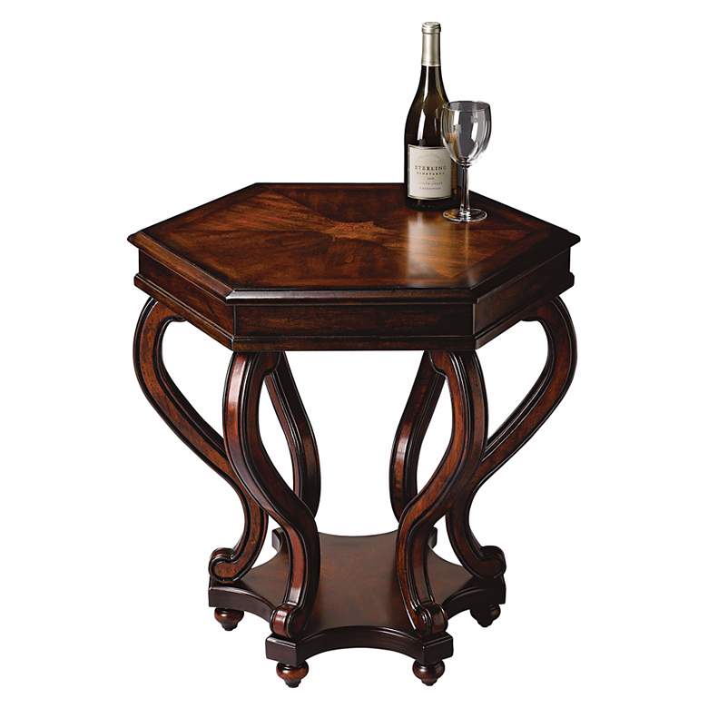 Image 1 Plantation Cherry Collection Hexagonal Accent Table