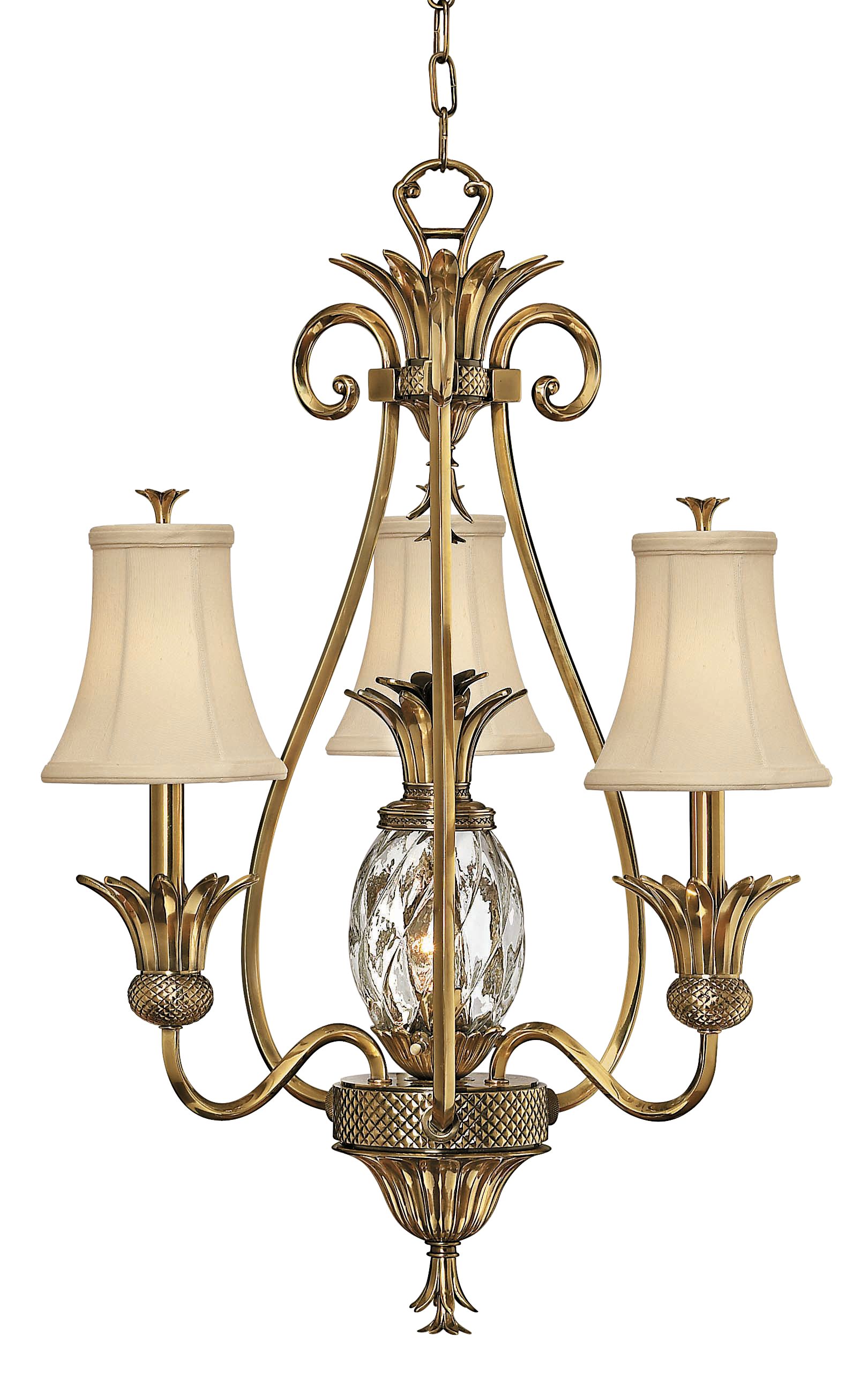 Plantation Collection Silk Shade Four Light Chandelier