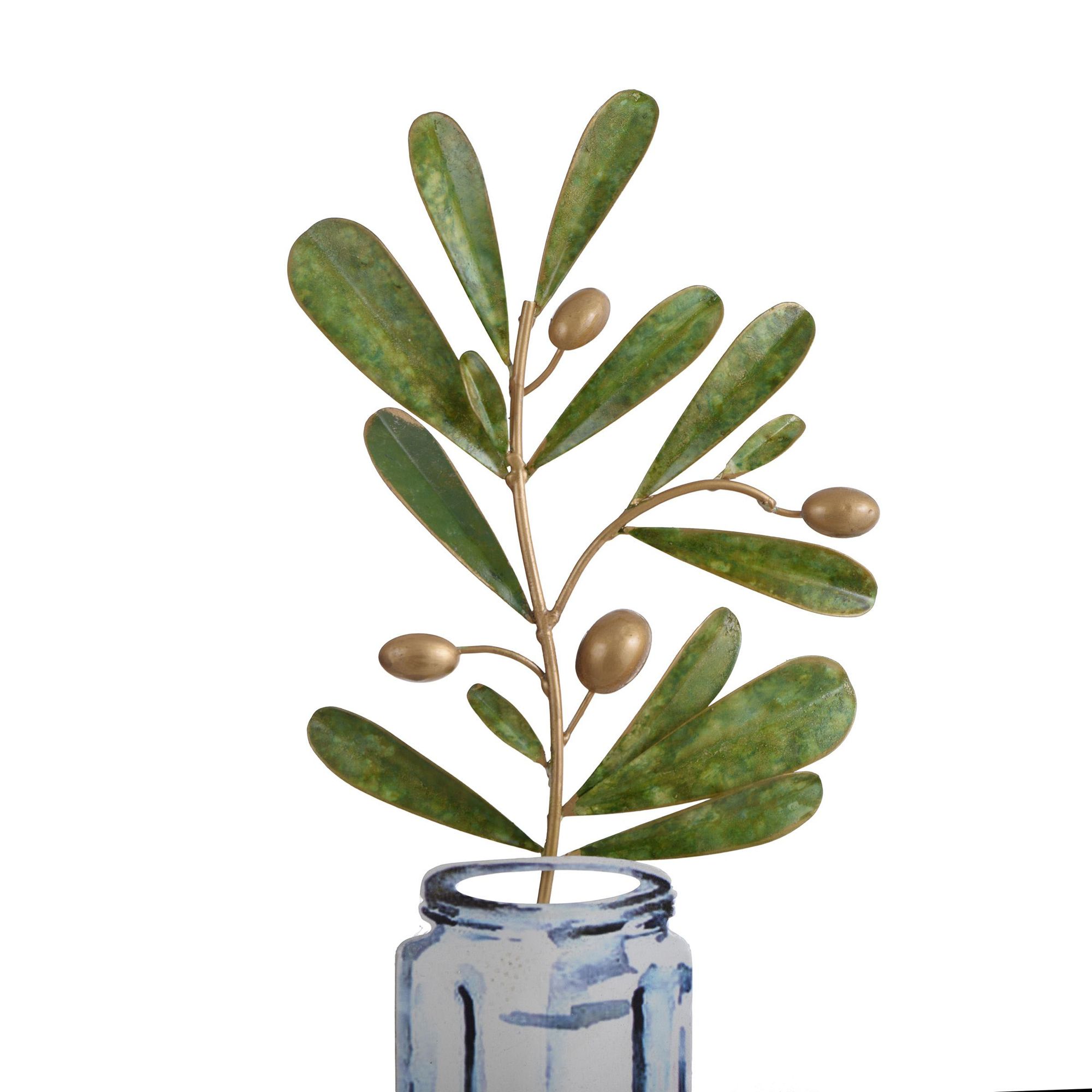 Image 4 Planted Stem - Metal Table Top Art Of Green Plant Stem With Gold Buds more views