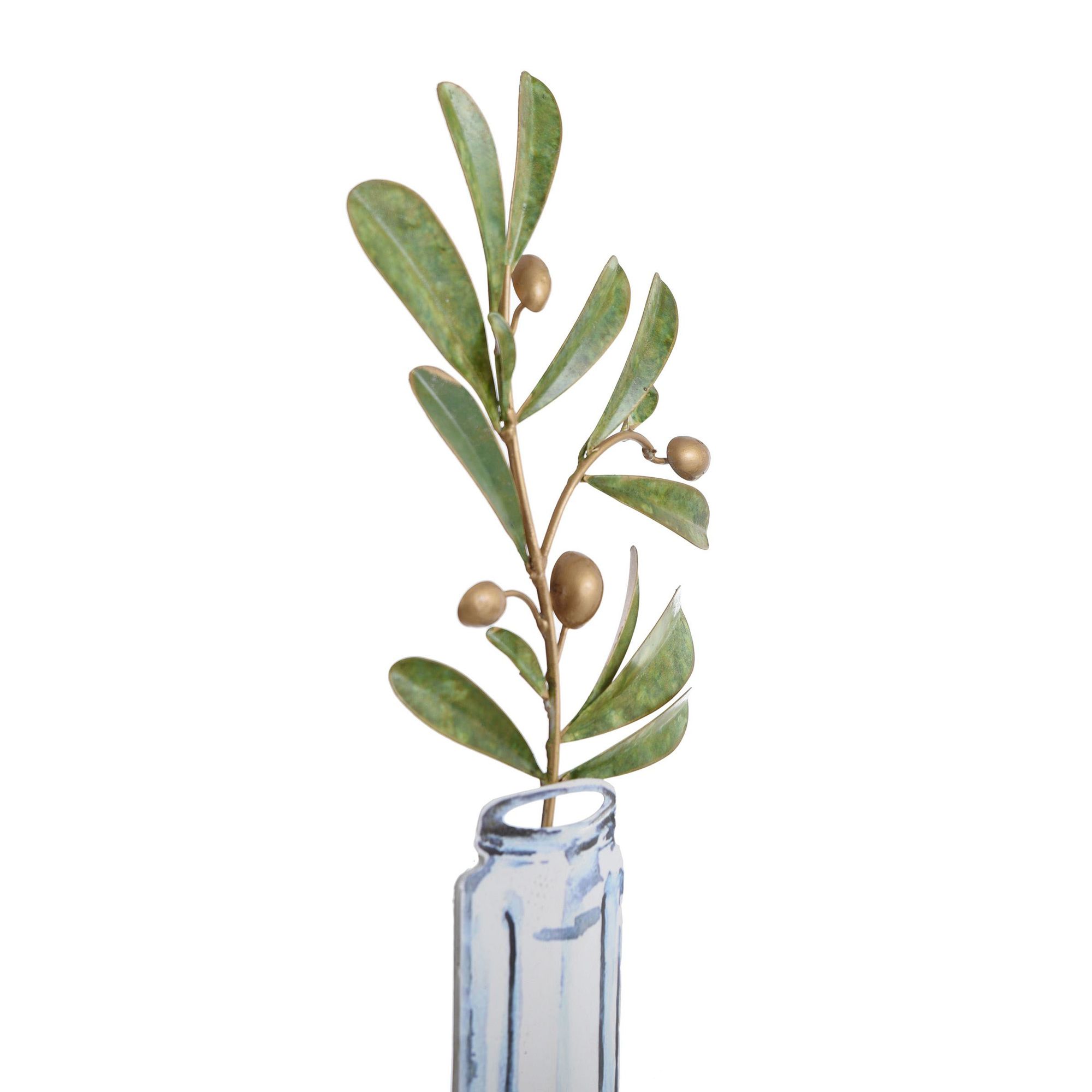 Image 5 Planted Stem - Metal Table Top Art Of Green Plant Stem With Gold Buds more views