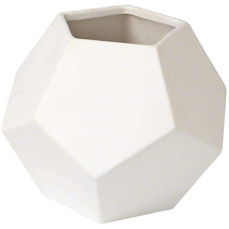 Image 2 Plateau 10 inch Wide White Finish Geometric Ceramic Vase