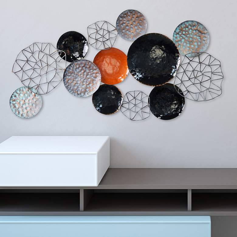 Image 1 Plateau 50" Wide Black Orange Gray Metal Wall Sculpture