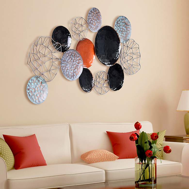 Image 6 Plateau 50" Wide Black Orange Gray Metal Wall Sculpture more views