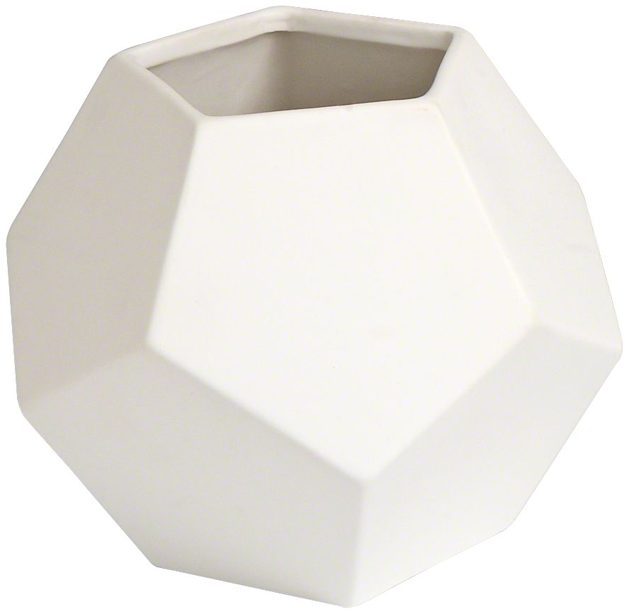 Plateau Matte White 4 1/2" Wide Faceted Ceramic Vase