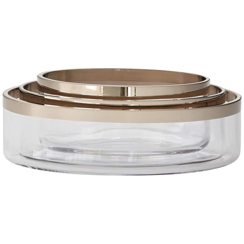 Image 1 Platinum Band Glass Oval Nesting Bowls 3-Piece Set