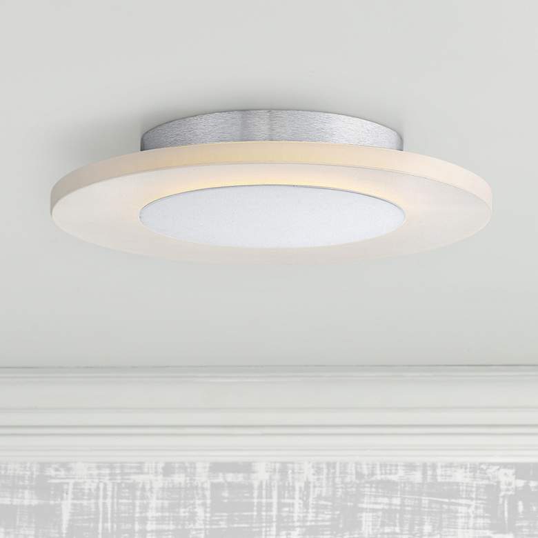 Image 1 Platinum Collection Aglow 11 3/4 inchW White LED Ceiling Light