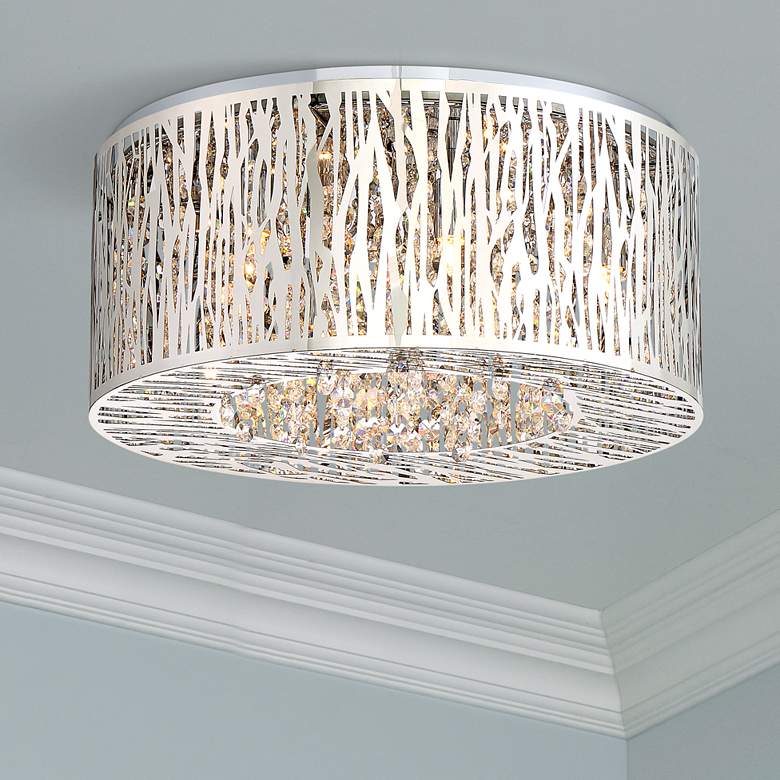 Image 1 Platinum Collection Grotto 15 3/4 inch Wide Chrome Ceiling Light