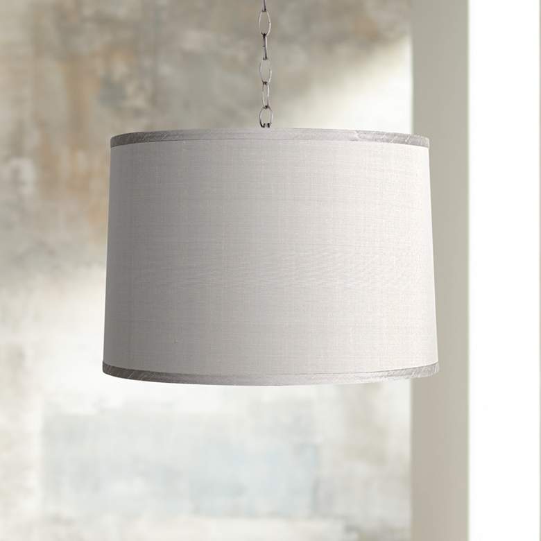 Image 1 Platinum Gray 16" Wide Brushed Steel Shaded Pendant