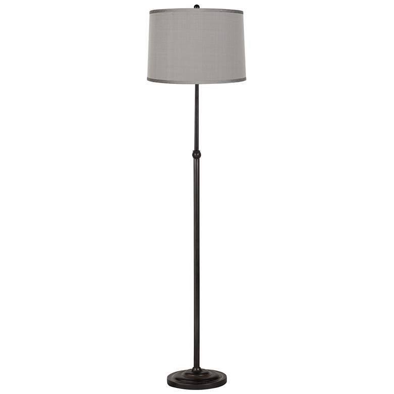 Image 1 Platinum Grey Dupioni Bronze Adjustable Floor Lamp