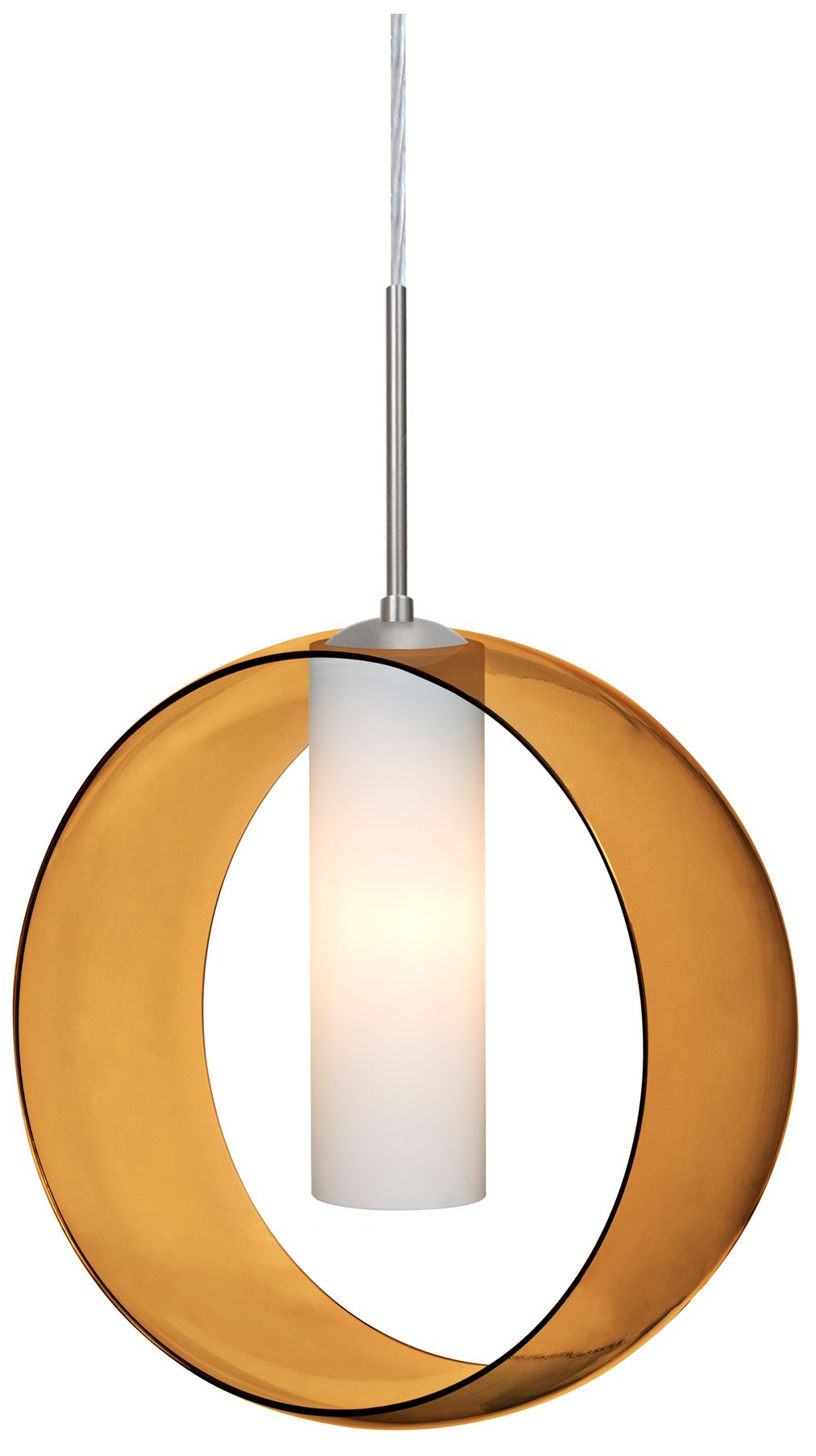 Plato 12" Wide Transparent Amber/Opal/Satin Nickel Pendant Light