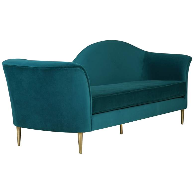 Image 1 Plato 98 1/2 inch Wide Aqua Velvet Sofa