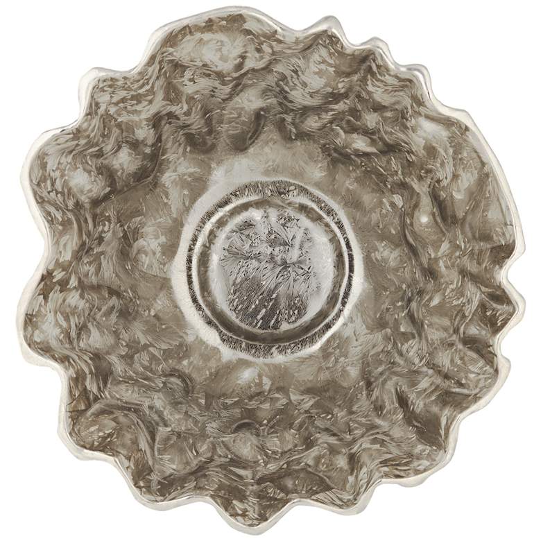 Image 5 Plato Glossy Silver 10" Wide Modern Decorative Ceramic Bowl more views