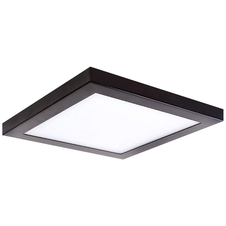 Image 1 Platter 10" Square Bronze LED Outdoor Ceiling Light w/Remote