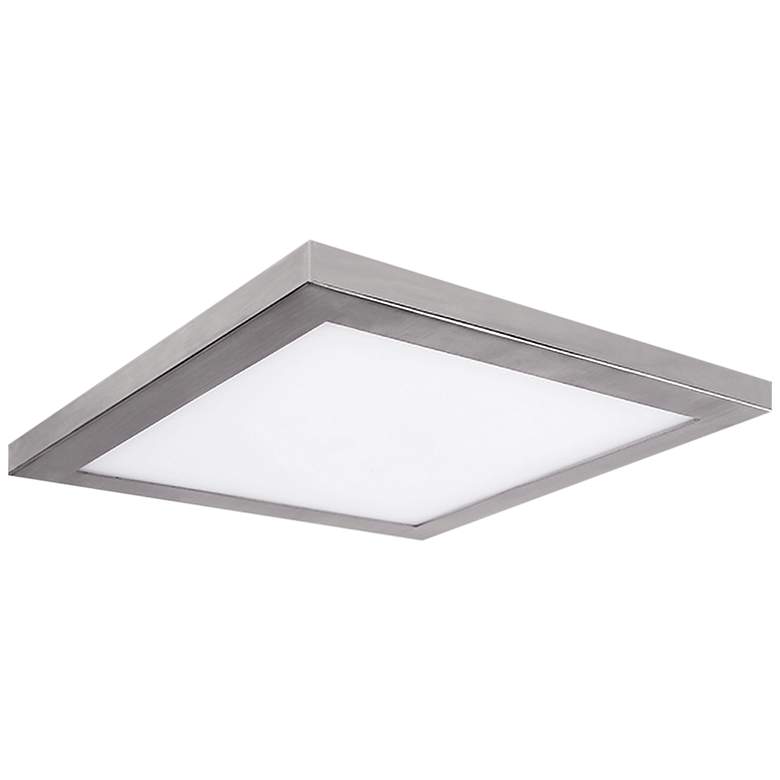 Image 1 Platter 10 inch Square Nickel LED Outdoor Ceiling Light w/Remote