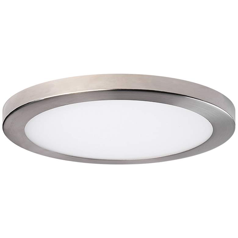 Image 1 Platter 11 inch Round Nickel LED Outdoor Ceiling Light w/ Remote