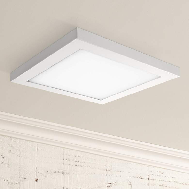 Image 1 Platter 13" Square White LED Outdoor Ceiling Light