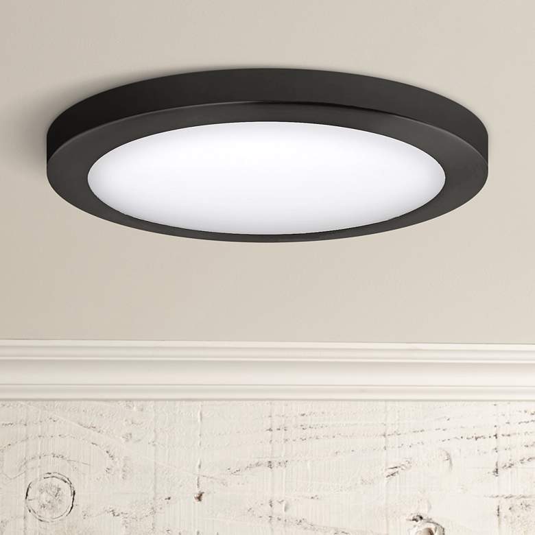 Image 1 Platter 15 inch Round Black LED Outdoor Ceiling Light