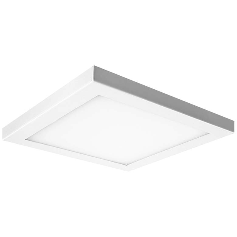 Image 1 Platter 9 inch Square White LED Outdoor Ceiling Light w/ Remote