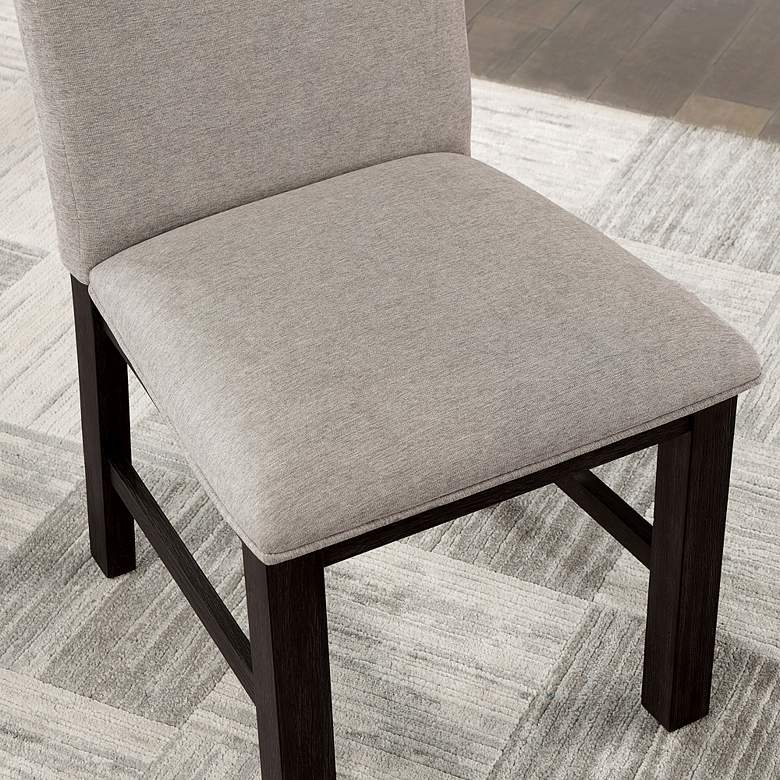 Image 3 Plax Gray Linen Fabric Dining Chairs Set of 2 more views