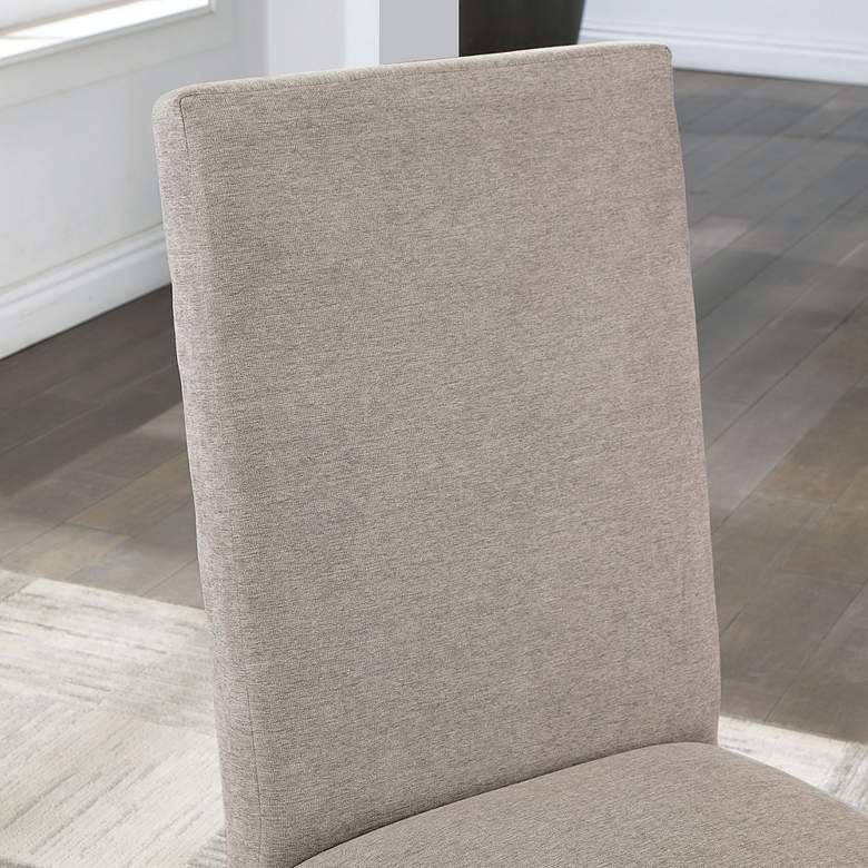 Image 4 Plax Gray Linen Fabric Dining Chairs Set of 2 more views